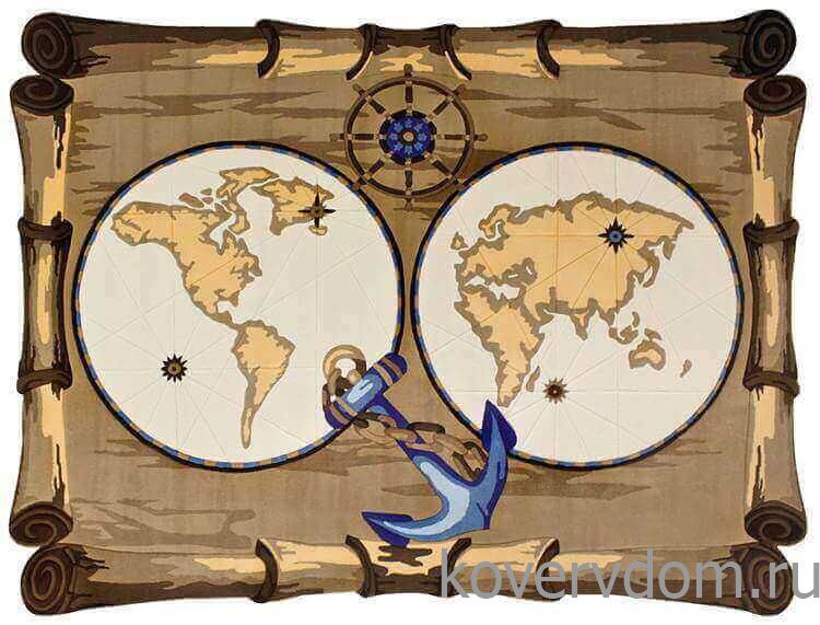 Детский ковер МОРСКОЙ КАРТА МИРА ПИРАТОВ