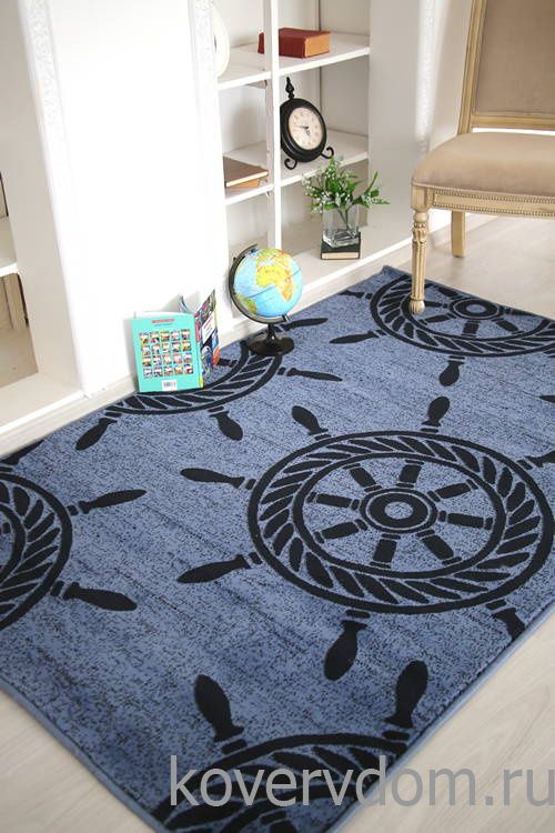 Ковер МОРСКОЙ Корабельные Штурвалы синий